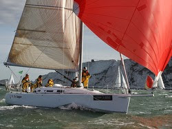 J/109 sailing Round Island race in England