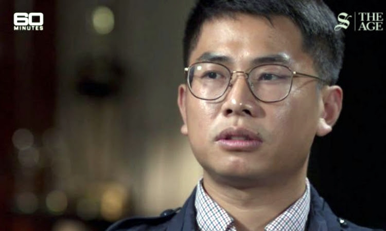 Wang William Liqiang, người tự nhận là gián điệp đào tẩu Trung Quốc, xuất hiện trên chương trình 60 Minutes hôm 24/11. Ảnh: 60 Minutes Australia.