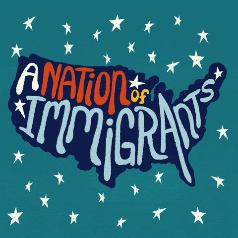 A map of the US with text: A nation of immigrants
