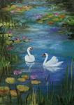 Swans in Monet's Garden - Posted on Tuesday, February 17, 2015 by Jean Nelson