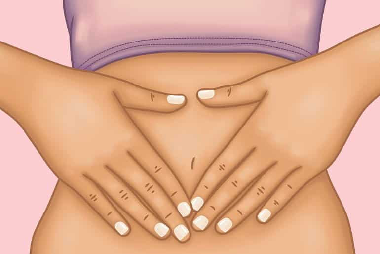 This shows a woman's stomach