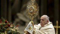 Papa Francesco durante il Te Deum dello scorso anno