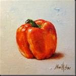 Orange Bell Pepper. Oil on canvas 6”x6” - Posted on Friday, February 27, 2015 by Nina R. Aide