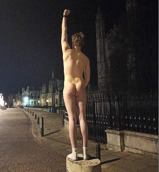 Cambridge university students strip off and bare nak3d bums in annual 