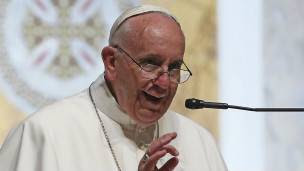 El para Francisco durante su discurso ante los obispos.