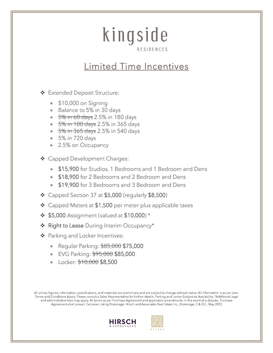 Kingside Residences - Incentives 2023-05-30
