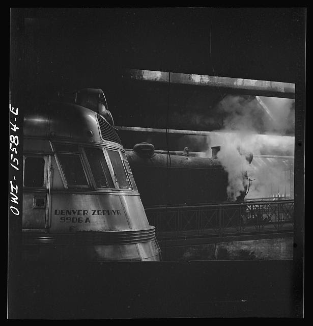 Chicago, Illinois. Steam and diesel engine at the Union Station