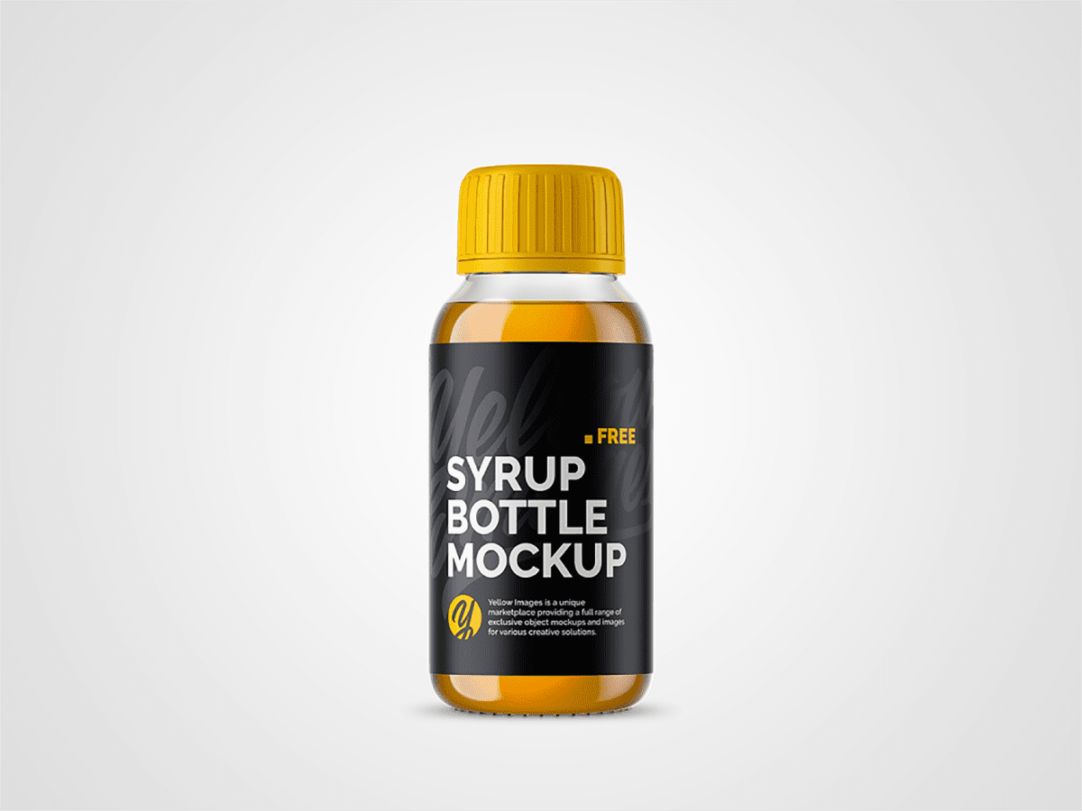 Clear Glass Bottle With Orange Syrup Mockup Best Free Mockups