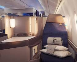 Lieflat bed in business class on a plane