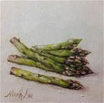 Asparagus. Oil on canvas 6” x 6” - Posted on Sunday, February 8, 2015 by Nina R. Aide