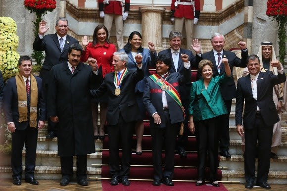 Mandatarios asistentes a la toma de posesión de Evo Morales. Foto: Miraflores. toma de posesión de Evo Morales 14